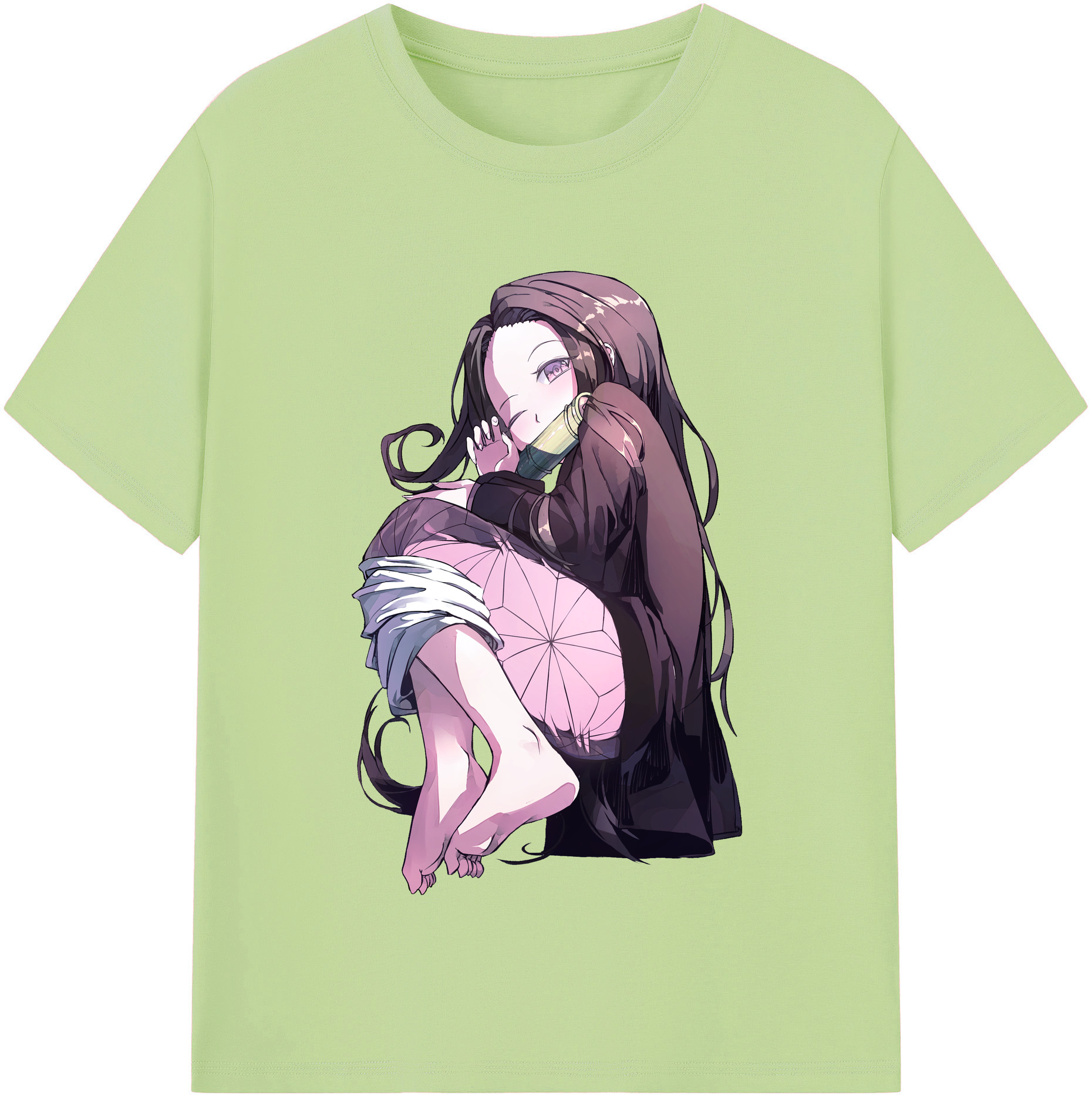 （画像用） 鬼滅の刃（きめつのやいば）竈門 禰󠄀豆子／かまど ねずこ Kamado Nezuko 綿100％半袖Tシャツ（フロントプリント）